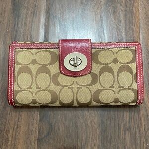 Coach Hampton Signature Slim Envelope Turnlock Y2K Wallet